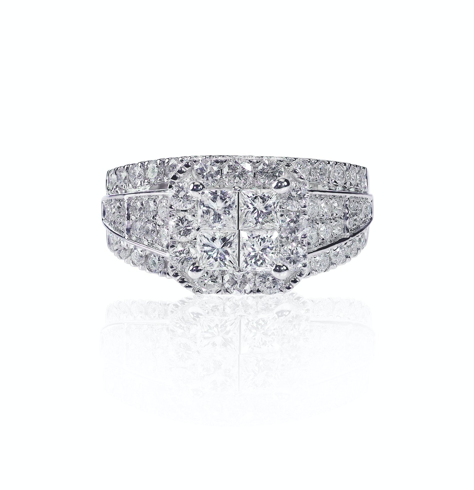 Diamond wedding band and engagement ring